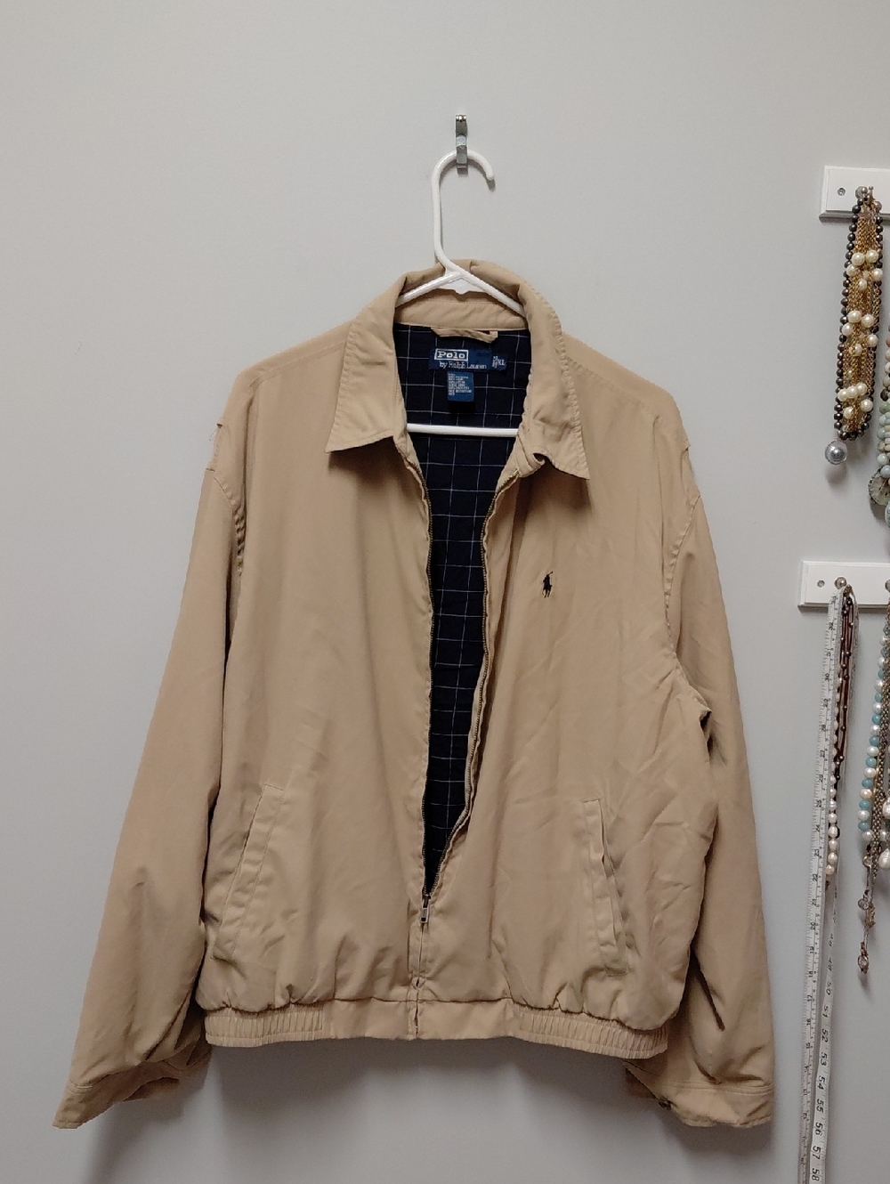 Polo by Ralph Lauren Khaki Beige Bi-Swing Jacket with Navy Logo - Picture 5 of 9